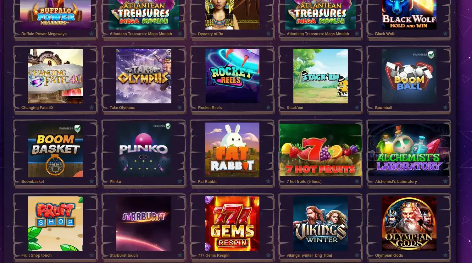 Интерфейс Rox casino на планшете